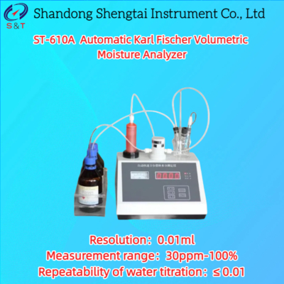 ST-610A 자동 칼 피셔 습도 분석기 30ppm-100% 범위와 0.01ml 해상도
