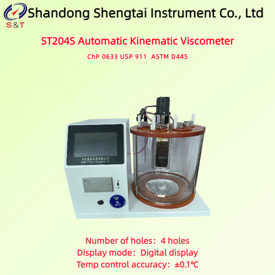 4홀 자동 페놀 동점도계 RT ~ 100℃ 디지털 디스플레이 USB 입력 ASTM D445